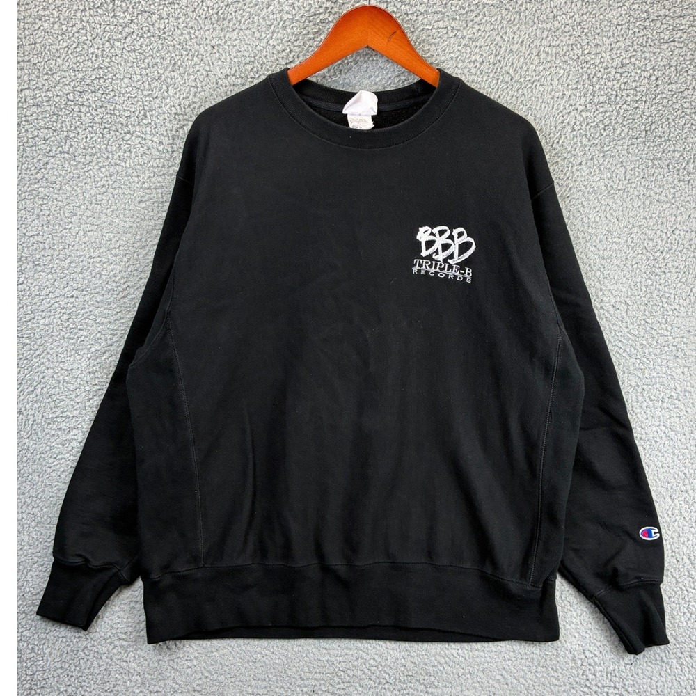 Champion Triple B Records Reverse Weave Sweatshirt Mens XL Black Crewneck Punk